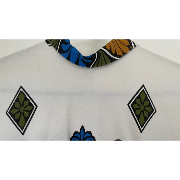 Vintage 60s Mod Abstract Tunic Mini Shift Dress Cream Rust Black Blue Sz M/L - Picture 8 of 11